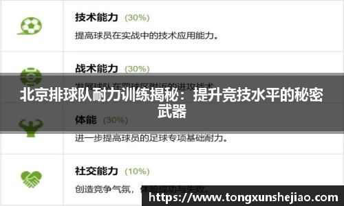 北京排球队耐力训练揭秘：提升竞技水平的秘密武器